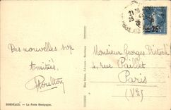 Burdeos de la POSTAL de la VENDIMIA la puerta de Borgoña