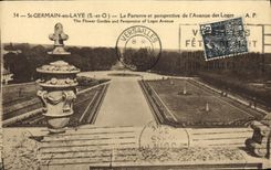 VINTAGE POSTCARD German St in Bush hammer the floor and Perspective of the avenue of Loges