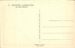 POSTAL Trouville de la VENDIMIA la reina de la playa la caminata del embarcadero