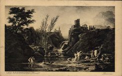 VINTAGE POSTCARD the Bathers Louvre Vernet