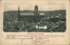 VINTAGE POSTCARD Panorama of Rouen Church St Ouen
