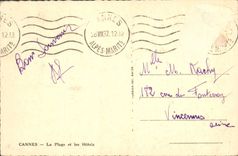 VINTAGE POSTCARD Cannes the Beach And Hotels