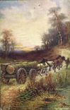 VINTAGE POSTCARD The last load Horses