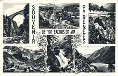 VINTAGE POSTCARD To remember De Mom Excursion In the Heavy Pyrenees Cauterets Bridge of Spain