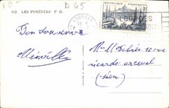 VINTAGE POSTCARD To remember De Mom Excursion In the Heavy Pyrenees Cauterets Bridge of Spain