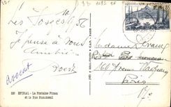 MODERN CARD Epinal the Pinau Fountain and the street Rualmenil