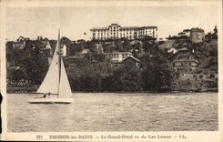 CPA Thonon Les Bains Le Grand Hotel Vu Du Lac Leman