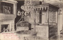 Castillo de Pau de la POSTAL de la VENDIMIA de la cama de Enrique IV y la horquilla de Enrique IV