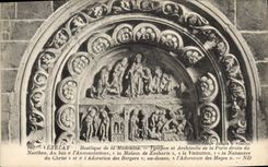VINTAGE POSTCARD Vezelay Basilica Of the Madeleine Tympanum and archivolt of the right door of the narthex the Zacharie Annunciation