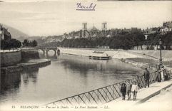 VINTAGE POSTCARD Besancon Seen On Doubs the Beating Bridge