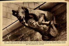 VINTAGE POSTCARD Villefranche in Beaujolais wine Waste-gas main of Notre Dame of the Marshes