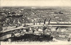CPA Lyon Vue Generale Prise De I'Ascenseur De La Tour De Fourviere