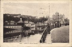 CPA Annecy Le Port Et Le Chateau Bateau