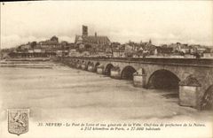 POSTAL Nevers de la VENDIMIA el puente del Loire y de la vista de la ciudad