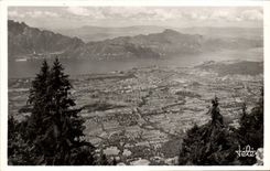 VINTAGE POSTCARD Aix Les Bains Panoramic View Taken Of the MT Revard