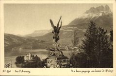 VINTAGE POSTCARD Annecy Lake a Beautiful Landscape With the Top of Duingt