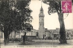 VINTAGE POSTCARD Evreux the Tower De I' Horloge Seen Of the Public garden Of the Theater