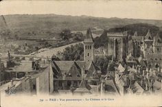 La opinión panorámica de Pau de la POSTAL de la VENDIMIA el castillo y dio