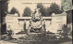 Fuente Amedee Larrieu de Burdeos de la POSTAL de la VENDIMIA