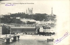 VINTAGE POSTCARD Lyon Slope Church of Fourviere