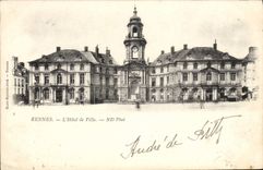 VINTAGE POSTCARD Rennes the Town hall