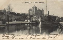 CPA Annecy Le Port et le Chateau Bateau