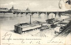VINTAGE POSTCARD Lyon Quay of the Rhone Bridge of Guillotiere