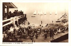 VINTAGE POSTCARD Evian les Bains the Beach