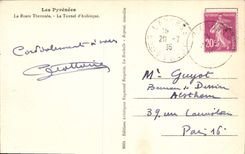 VINTAGE POSTCARD the thermal road the tunnel of Aubisque Cows Car