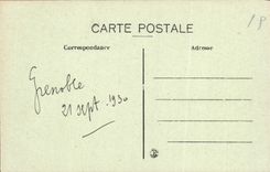 Puesta del sol de Grenoble de la POSTAL de la VENDIMIA en el Isere y el casco de Neron