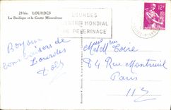 POSTAL de la VENDIMIA pesada la basílica y la cueva milagrosa