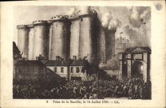 VINTAGE POSTCARD Paris Storming of the Bastille July 14th, 1789