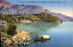 VINTAGE POSTCARD Surroundings of Aix Les Bains Lake of Le Bourget and the Castle of Chatillon