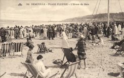 VINTAGE POSTCARD Deauville Flowered Beach the Hour of the Bath