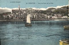 VINTAGE POSTCARD Menton Seen Port and the City