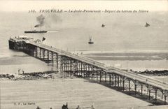 VINTAGE POSTCARD Triouville the Pier Walk Departure of the Boat of Le Havre