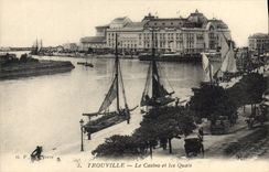 VINTAGE POSTCARD Trouville the Casino and the Quays Boats