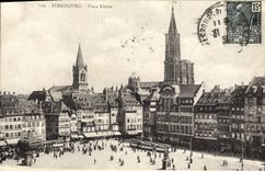 La POSTAL Estrasburgo de la VENDIMIA coloca Kleber