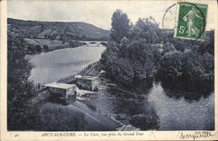 VINTAGE POSTCARD Arcy On Cure the Cure Seen from of the Large Bridge