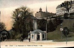 POSTAL Pau de la VENDIMIA el funicular y el hotel de Francia