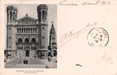 VINTAGE POSTCARD Lyon Basilica of ND of Fourviere