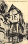 VINTAGE POSTCARD Rouen Old women Houses Street St Romain
