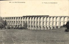 VINTAGE POSTCARD the High Marne the Viaduct of Chaumont Train