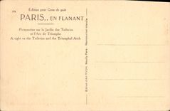 Opinión de París de la POSTAL de la VENDIMIA sobre el jardín de Tileries y Arc de Triomphe