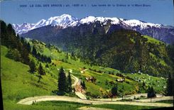 CPA Le Col Des Aravis Les lacets de la Giettaz et le Mont Blanc