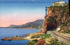 VINTAGE POSTCARD Grimaldi Ventimiglia the Red Rocks Frontiera Italiana
