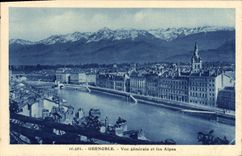 VINTAGE POSTCARD Grenoble View And the Alps