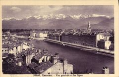 CPA Grenoble Vue Generale Et Les Alpes