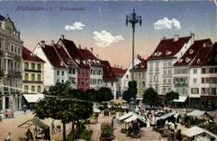 VINTAGE POSTCARD Mulhausen Rathausplatz