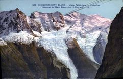 VINTAGE POSTCARD Chamonix Mont Blanc Line Plane Teleferic Praz Summit of Mont Blanc